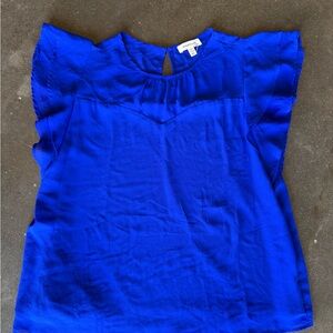 Monteau Royal Blue Ruffle Sleeve Blouse